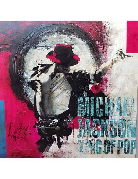 Quadro Michael Jackson il re del pop ad olio cm 100x100 dipinto 2 artisti musica