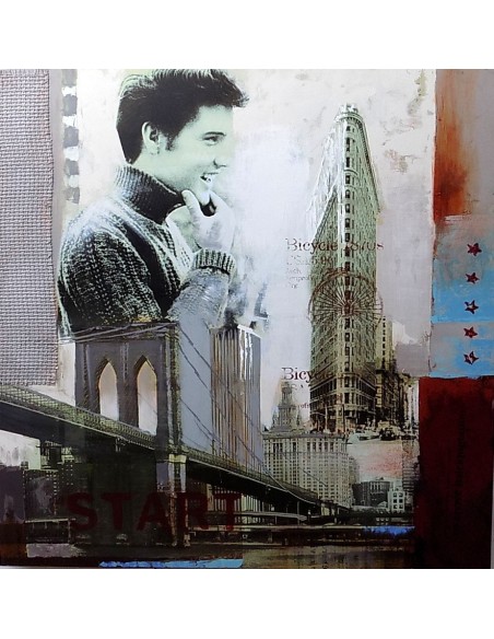 Quadro Elvis Presley il re del rock ad olio cm 100x100 dipinto 1 artisti musica