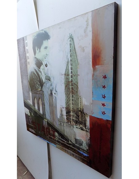 Quadro Elvis Presley il re del rock ad olio cm 100x100 dipinto 1 artisti musica