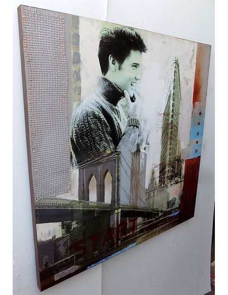 Quadro Elvis Presley il re del rock ad olio cm 100x100 dipinto 1 artisti musica