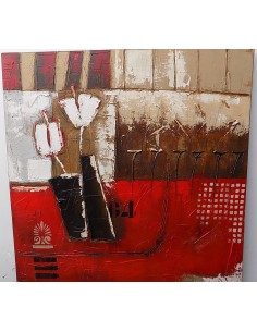 Quadro floreale tupipani bianchi su base rossa astratto... 2