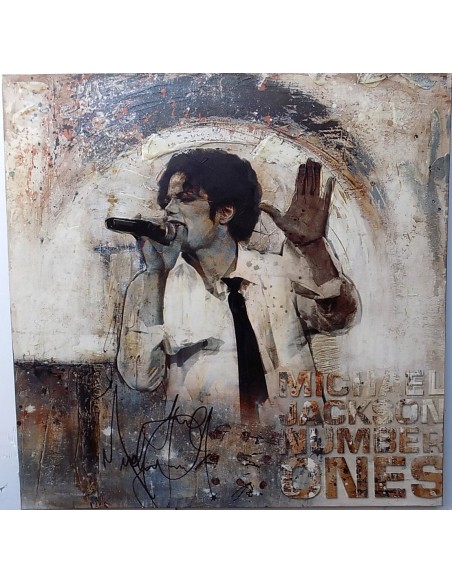 Quadro Michael Jackson il re del pop ad olio cm 100x100 dipinto 3 artisti musica
