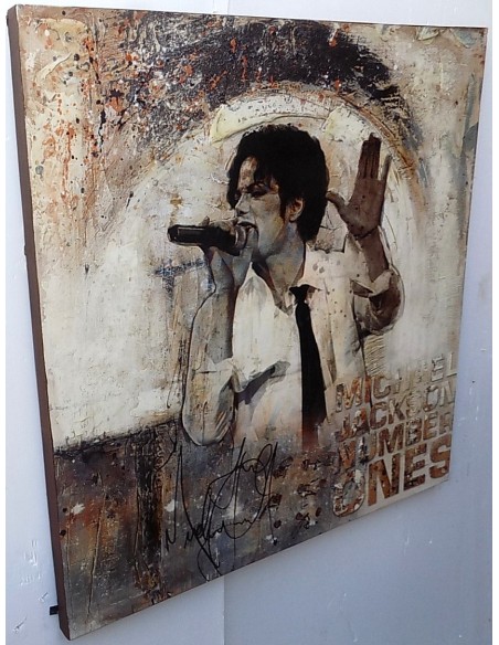 Quadro Michael Jackson il re del pop ad olio cm 100x100 dipinto 3 artisti musica