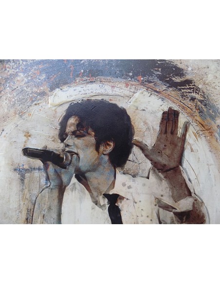 Quadro Michael Jackson il re del pop ad olio cm 100x100 dipinto 3 artisti musica
