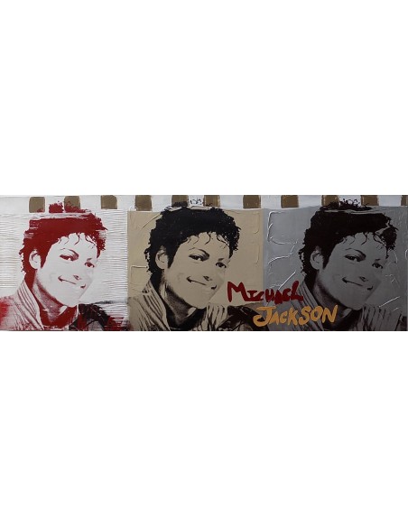 Quadro Michael Jackson il re del pop ad olio cm 150x50 testata letto dipinto 5 artisti musica