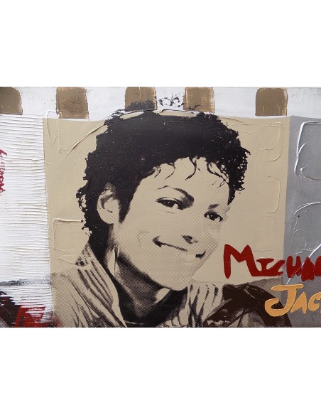 Quadro Michael Jackson il re del pop ad olio cm 150x50 testata letto dipinto 5 artisti musica