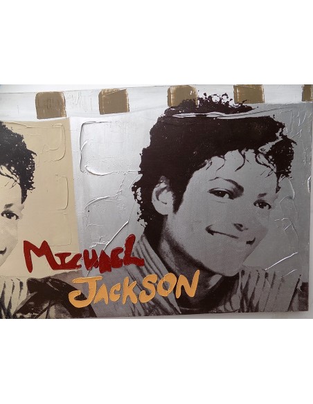 Quadro Michael Jackson il re del pop ad olio cm 150x50 testata letto dipinto 5 artisti musica