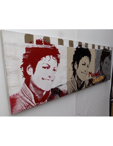 Quadro Michael Jackson il re del pop ad olio cm 150x50 testata letto dipinto 5 artisti musica