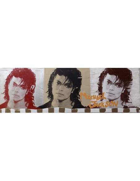 Quadro Michael Jackson il re del pop ad olio cm 150x50 testata letto dipinto 6 artisti musica