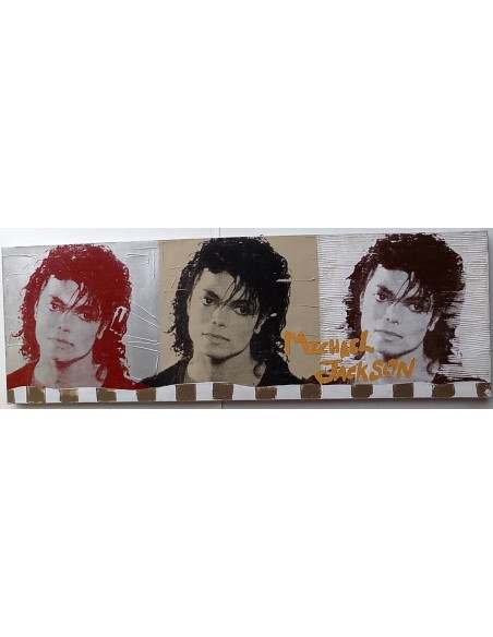 Quadro Michael Jackson il re del pop ad olio cm 150x50 testata letto dipinto 6 artisti musica