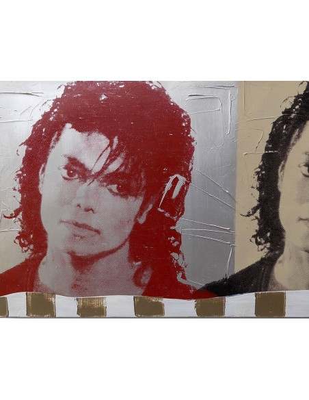 Quadro Michael Jackson il re del pop ad olio cm 150x50 testata letto dipinto 6 artisti musica