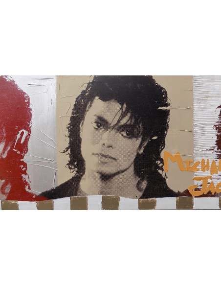 Quadro Michael Jackson il re del pop ad olio cm 150x50 testata letto dipinto 6 artisti musica