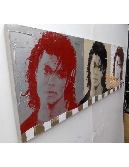 Quadro Michael Jackson il re del pop ad olio cm 150x50 testata letto dipinto 6 artisti musica