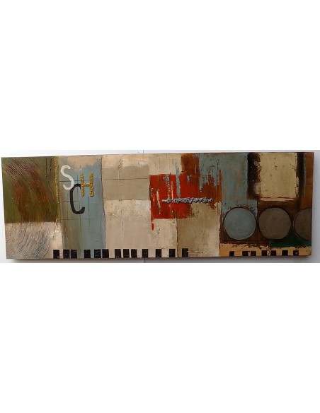 Quadro industrial ideale come testata letto ad olio cm 150x50 dipinto 1