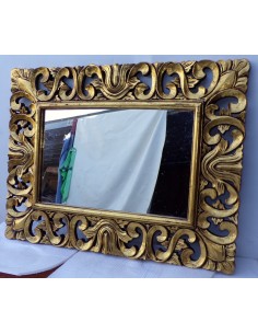 Specchio barocco in legno intarsiato cm 80x60 oro... 2