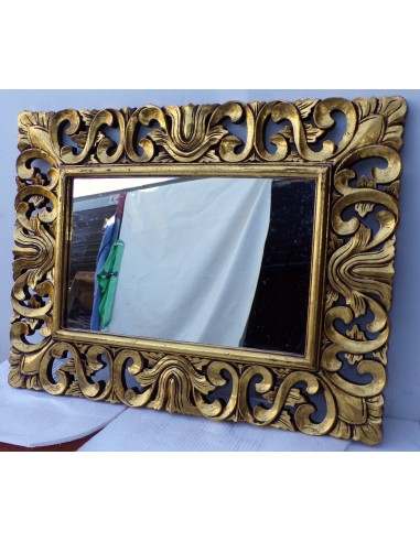 Specchio barocco in legno intarsiato cm 80x60...