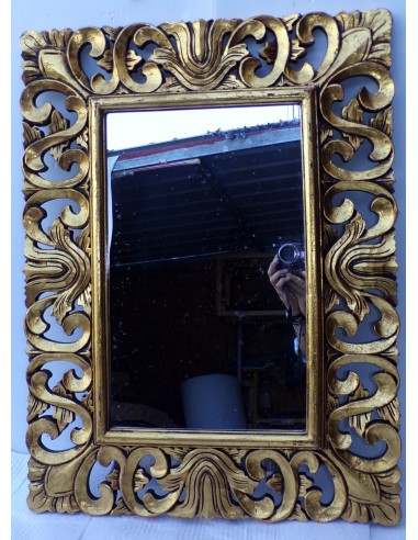 Specchio barocco in legno intarsiato cm 80x60...