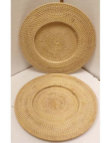 Servizio da 6 pezzi di sotto piatti in rattan color naturale cm 30 sottopiatti sottopiatto