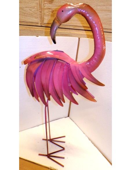 Bellissimo fenicottero rosa in metallo realizzato a mano cm 85 arredo idea regalo