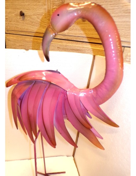 Bellissimo fenicottero rosa in metallo realizzato a mano cm 85 arredo idea regalo