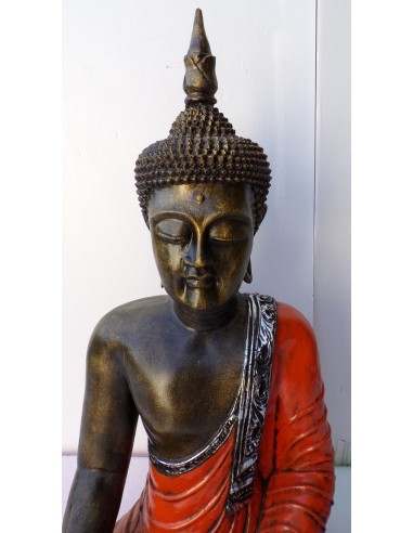 Buddha Thai in resina colorata veste arancio...