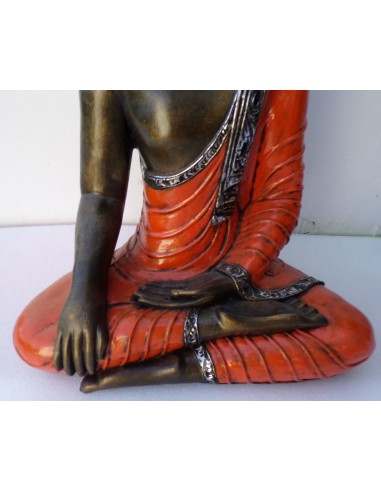 Buddha Thai in resina colorata veste arancio...