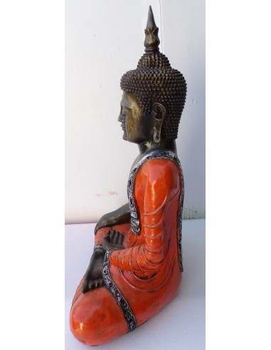 Buddha Thai in resina colorata veste arancio...