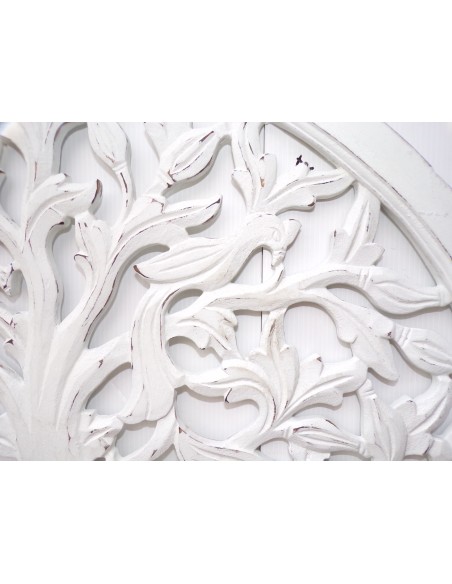 Pannello albero della vita in legno traforato cm 60 bianco tondo