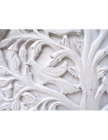 Pannello albero della vita in legno traforato cm 60 bianco tondo