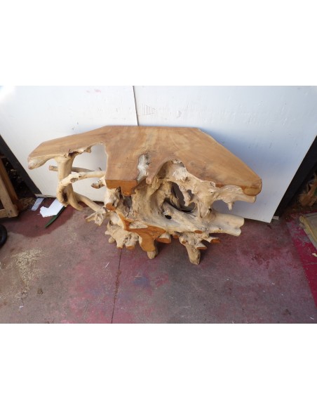 Consolle in radice di teak massello cm 121x42x78h root ingresso industrial C