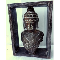 Testa di Buddha in legno...