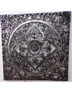 Pannello floreale in legno mdf traforato a mano cm 80x80... 2