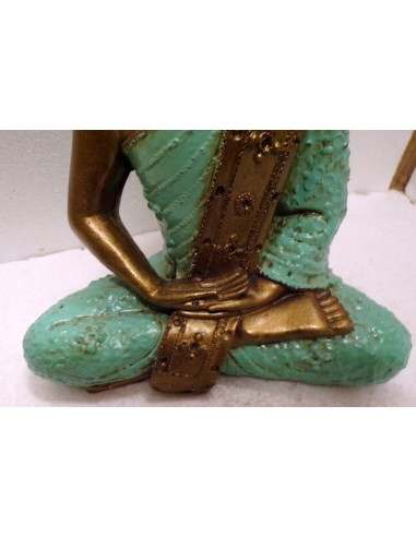 Buddha Thai in resina colorata veste turchese...