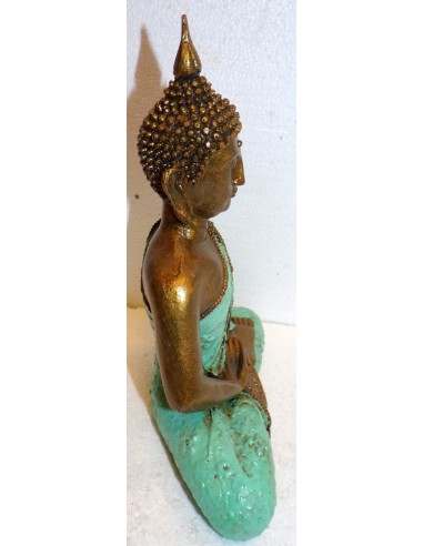 Buddha Thai in resina colorata veste turchese...