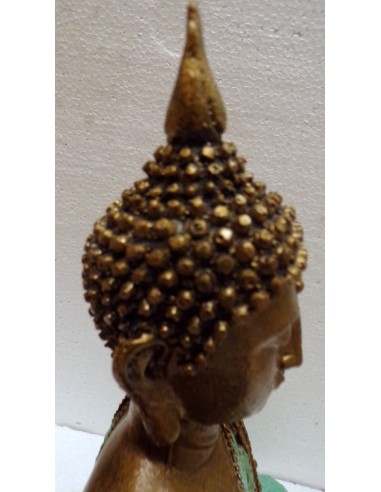 Buddha Thai in resina colorata veste turchese...