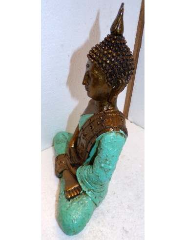 Buddha Thai in resina colorata veste turchese...