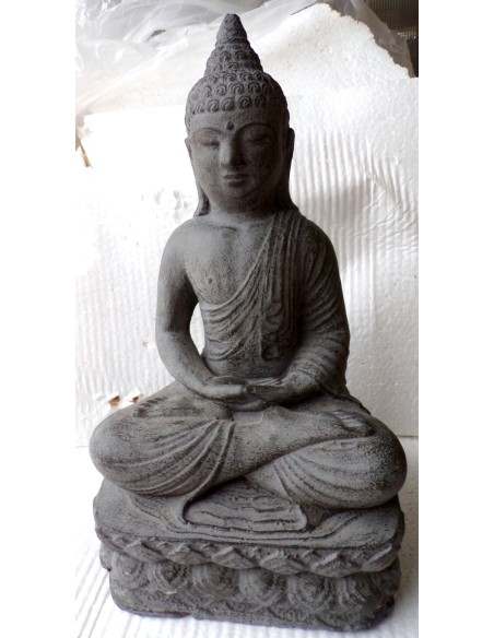 Statua in conglomerato di pietra di Buddha cm 20x21x39h Budda