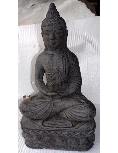 Statua in conglomerato di pietra di Buddha cm 20x21x39h Budda