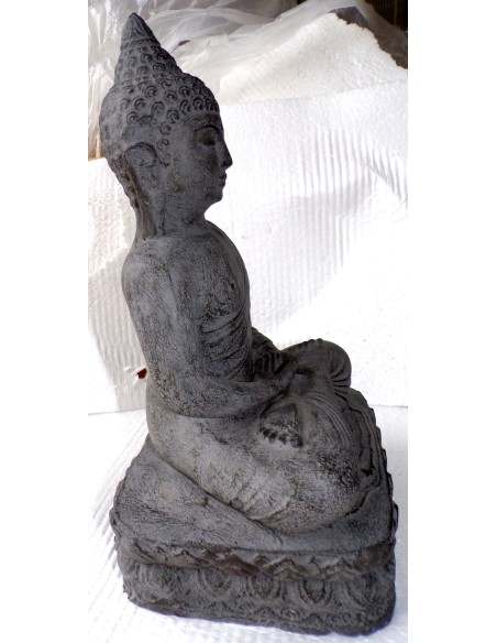 Statua in conglomerato di pietra di Buddha cm 20x21x39h Budda