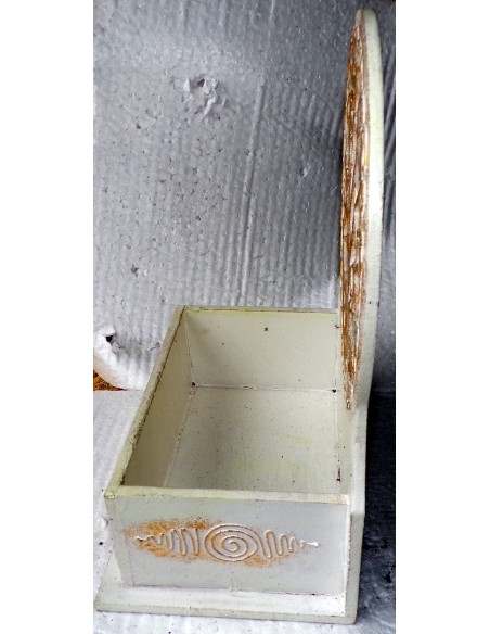 Scatola Portachiavi o svuota tasche anche muro in legno mdf con albero della vita bianco oro cm 20x14x20