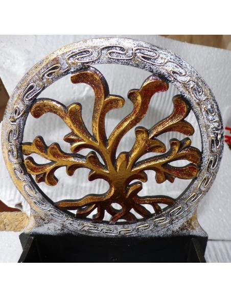 Scatola Portachiavi o svuota tasche anche muro in legno mdf con albero della vita argento cm 20x14x20