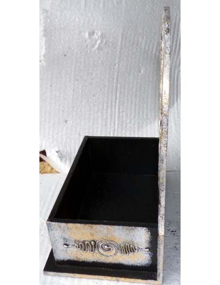 Scatola Portachiavi o svuota tasche anche muro in legno mdf con albero della vita argento cm 20x14x20