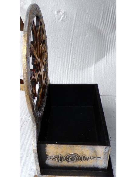 Scatola Portachiavi o svuota tasche anche muro in legno mdf con albero della vita argento cm 20x14x20