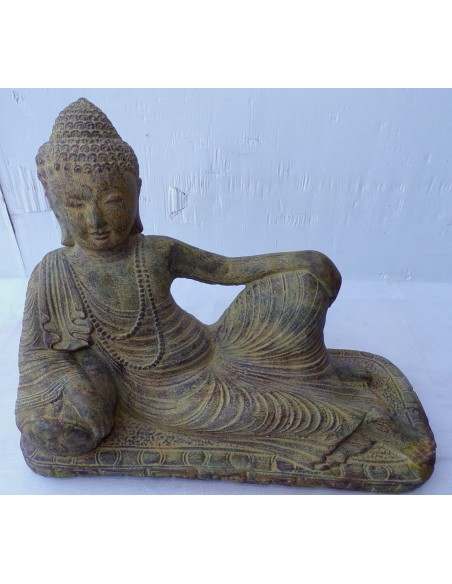 Statua in conglomerato di pietra di Buddha sdraiato cm 38x17x30h Budda scultura