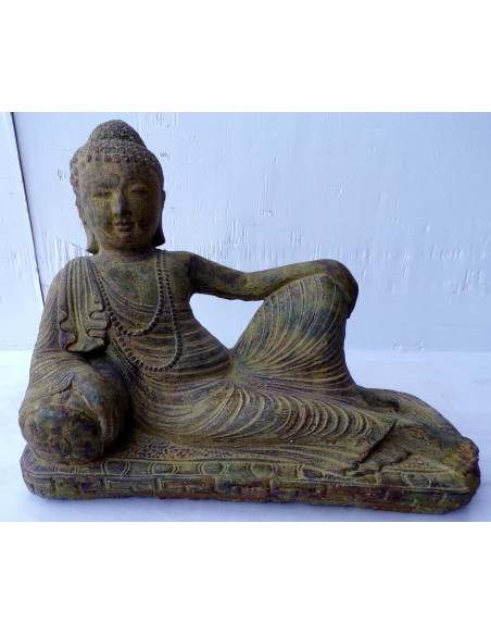 Statua in conglomerato di pietra di Buddha sdraiato cm 38x17x30h Budda scultura