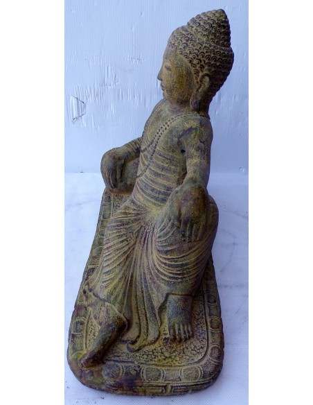 Statua in conglomerato di pietra di Buddha sdraiato cm 38x17x30h Budda scultura