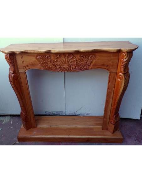 Cornice per camino in legno di mogano massello lavorata a mano cm 124x31x109h con base rimovibile