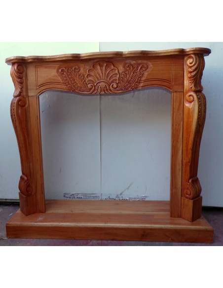 Cornice per camino in legno di mogano massello lavorata a mano cm 124x31x109h con base rimovibile