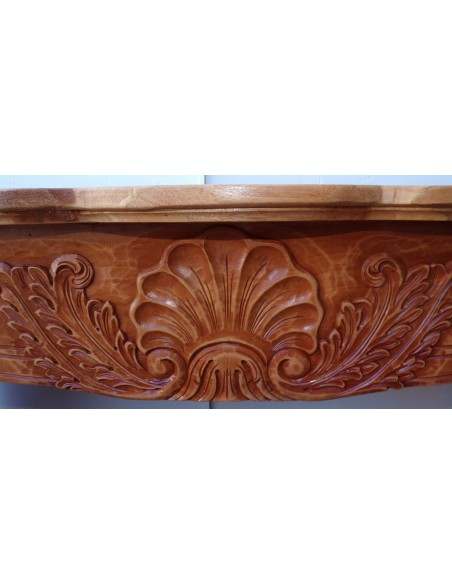 Cornice per camino in legno di mogano massello lavorata a mano cm 124x31x109h con base rimovibile