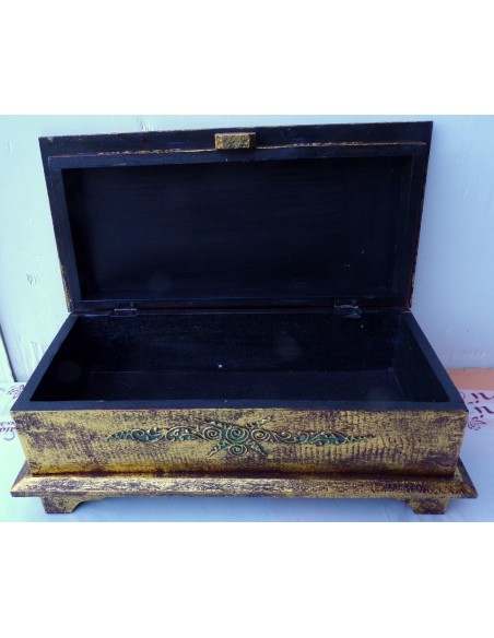 bauletto baule in legno mdf con albero della vita oro argento cm 40x20x16